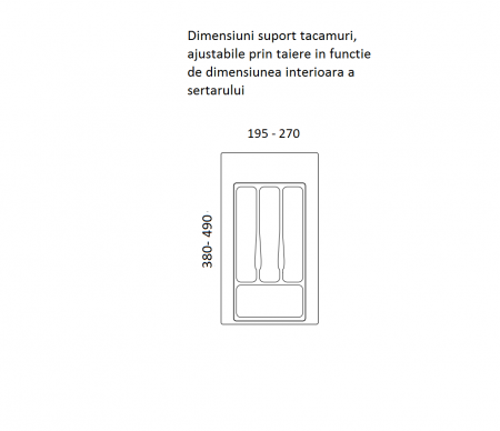 Suport organizare tacamuri, alb, pentru latime exterioara corp 350 mm, montabil in sertar de bucatarie [1]