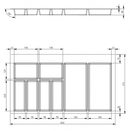 Suport organizare tacamuri Axispace, alb, pentru latime exterioara corp 900 mm, montabil in sertar de bucatarie [1]
