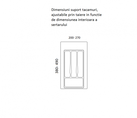 Suport organizare tacamuri, gri metalizat, pentru latime exterioara corp 350 mm, montabil in sertar de bucatarie [1]