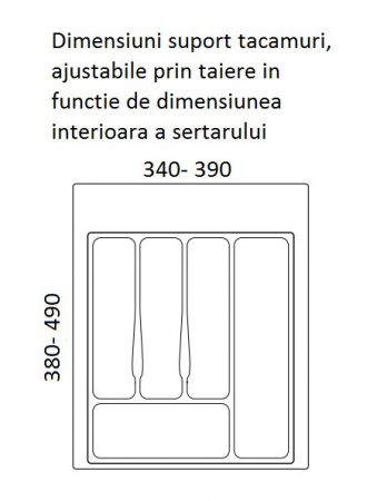 Suport organizare tacamuri, gri, pentru latime exterioara corp 450 mm, montabil in sertar de bucatarie [1]