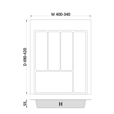 Suport organizare tacamuri Max, alb, pentru latime exterioara corp 450 mm, montabil in sertar de bucatarie, 490x400 mm [2]