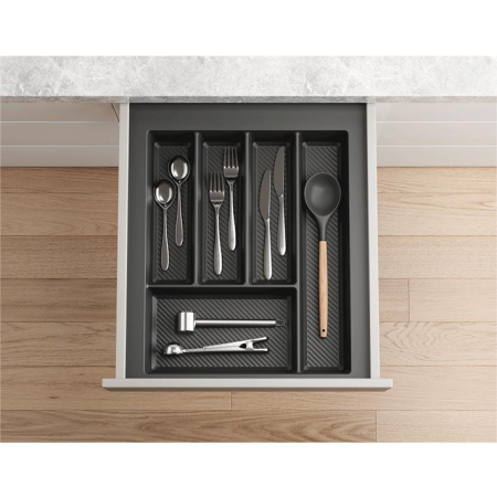 Suport organizare tacamuri Max, gri grafit, pentru latime exterioara corp 450 mm, montabil in sertar de bucatarie, 490x400 mm [1]