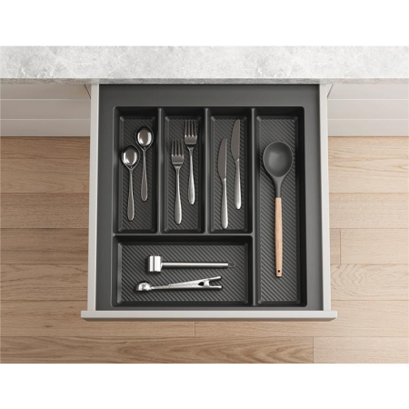 Suport organizare tacamuri Max, gri grafit, pentru latime exterioara corp 500 mm, montabil in sertar de bucatarie, 490x450 mm [1]