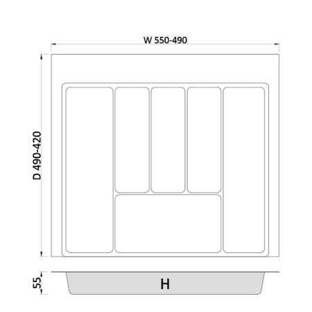 Suport organizare tacamuri Max, gri grafit, pentru latime exterioara corp 600 mm, montabil in sertar de bucatarie, 490x550 mm [2]