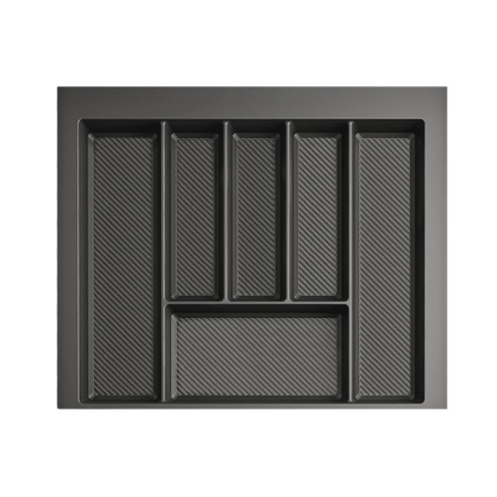 Organizatoare sertare - Suport organizare tacamuri Max, gri grafit, pentru latime exterioara corp 600 mm, montabil in sertar de bucatarie, 490x550 mm