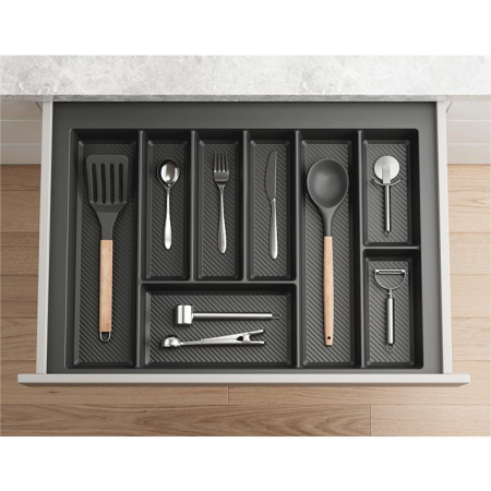 Suport organizare tacamuri Max, gri grafit, pentru latime exterioara corp 700 mm, montabil in sertar de bucatarie, 490x650 mm [1]