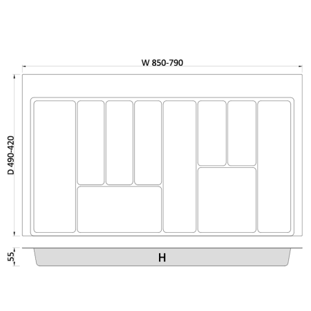 Suport organizare tacamuri Max, gri grafit, pentru latime exterioara corp 900 mm [2]