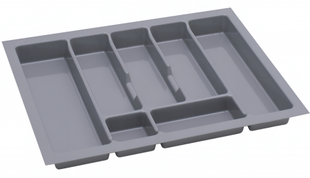 Suporturi organizare tacamuri si ustensile - Suport organizare tacamuri Uni, gri metalizat, pentru latime exterioara corp 700 mm, montabil in sertar de bucatarie, 630x430 mm