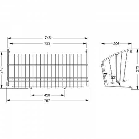 Suport pantofi incorporabil pentru latime corp 800 mm, gri [2]