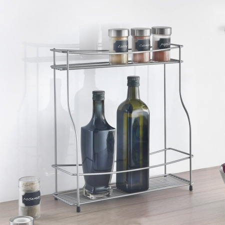 Suport pentru condimente cu 2 niveluri Balsamico, gri, 35x12x37 cm [0]