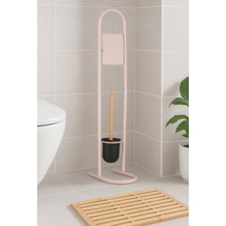 Suport pentru hârtie igienică și perie WC Berilo, roz, H:80,8 cm [2]