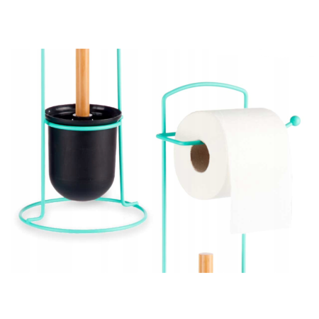 Suport pentru hârtie igienică și perie WC Berilo, verde mentă, H:57 cm [2]