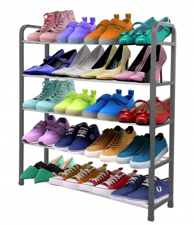 Suport pentru pantofi cu 5 rafturi, gri, 50x19x68 cm [2]