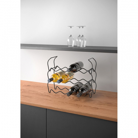 Suporturi de bucatarie - Suport pentru vinuri, modular, cu trei niveluri, Wine Bar Lava, negru