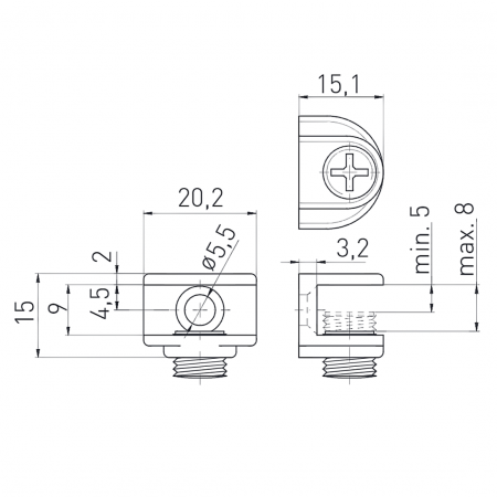Suport polita sticla A48, finisaj negru GT, 4-8 mm [2]
