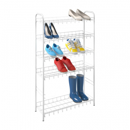 Suport, raft pentru pantofi cu 6 etaje, alb, 64x23x104 cm [1]