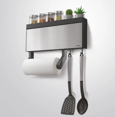 Suport rola hartie, folie aluminiu, folie alimentara si 6 carlige, Tango Inox [10]