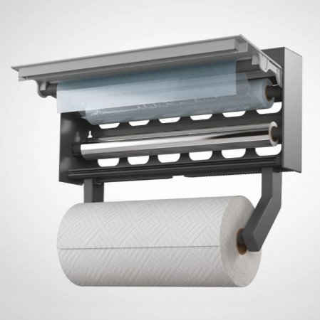 Suport rola hartie, folie aluminiu, folie alimentara si 6 carlige, Tango Inox [4]