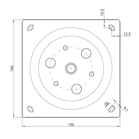 Suport rotativ pătrat GTV, oțel, negru, 150 x 150 mm [1]