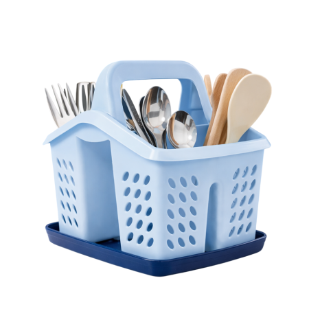 Scurgatoare pentru vase si ustensile - Suport/scurgator tacamuri si ustensile de bucatarie, albastru