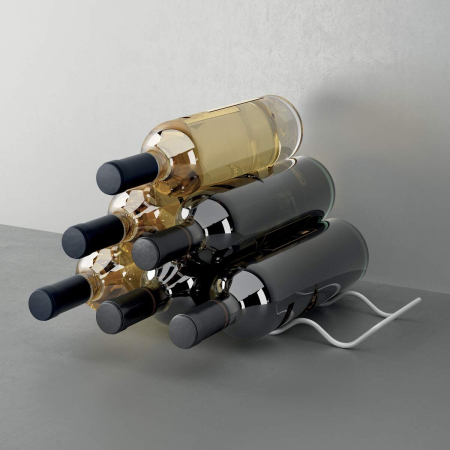 Suport, stativ pentru 10 sticle de vin Ola, finisaj alb, 12x32x3 cm [3]