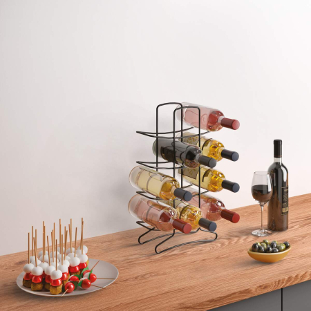 Suport, stativ pentru 12 sticle de vin, Bottle-Tower Lava, finisaj negru mat, 27x11x46 cm [2]