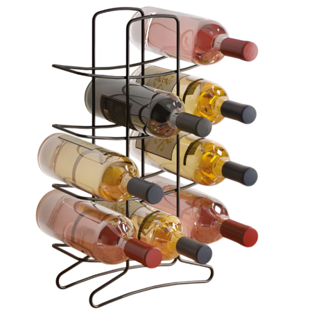 CASA SI GRADINA - Suport, stativ pentru 12 sticle de vin, Bottle-Tower Lava, finisaj negru mat, 27x11x46 cm