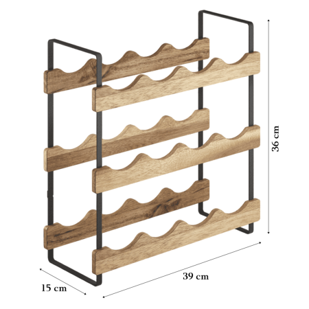 Suport sticle vin York, din lemn de acacia, 39x15x36 cm [4]
