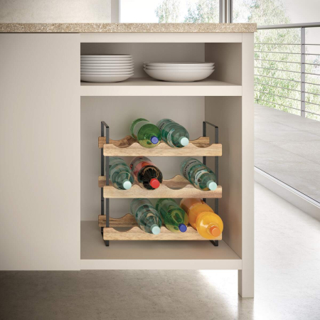 Suport sticle vin York, din lemn de acacia, 39x15x36 cm [3]