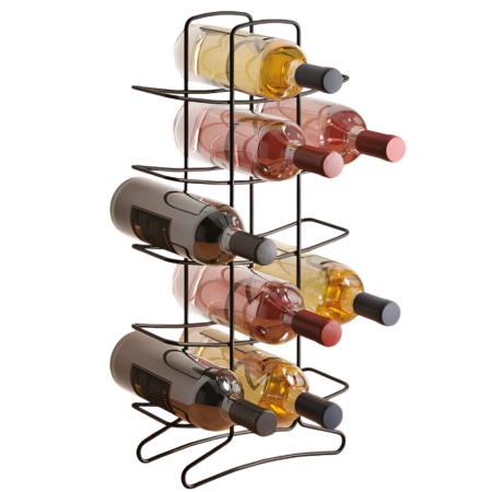 Suporturi sticle - Suport, stativ pentru 15 sticle de vin, Bottle-Tower Lava, finisaj negru mat, 27x11x56 cm