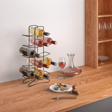 Suport, stativ pentru 15 sticle de vin, Bottle-Tower Lava, finisaj negru mat, 27x11x56 cm [2]