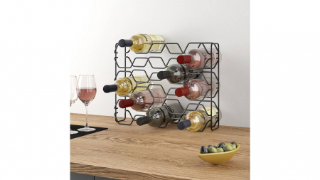 Suport, stativ pentru 15 sticle de vin, Hexagon 15 Lava, finisaj negru, 43x12x34 cm [1]