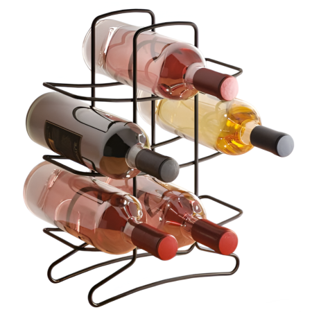 CASA SI GRADINA - Suport, stativ pentru 9 sticle de vin, Bottle-Tower Lava, finisaj negru mat, 27x11x36 cm