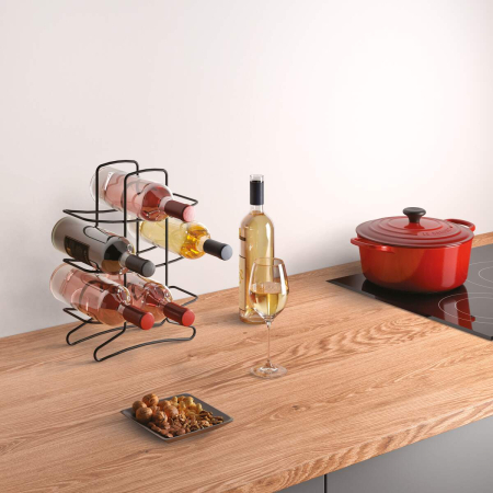 Suport, stativ pentru 9 sticle de vin, Bottle-Tower Lava, finisaj negru mat, 27x11x36 cm [2]