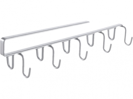 CASA SI GRADINA - Suport suspendat pentru cani, cesti sau ustensile de bucatarie, My Hooks 6x25x6 cm, gri