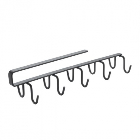 Suporturi de bucatarie - Suport suspendat pentru cani, cesti sau ustensile de bucatarie, My Hooks Lava 6x25x6 cm, negru