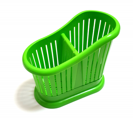 Scurgatoare pentru vase si ustensile - Suport tacamuri cu doua compartimente, verde