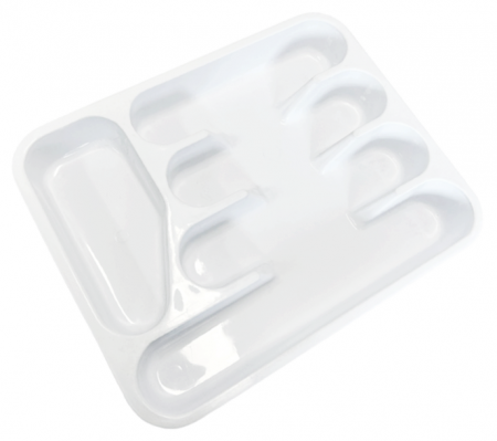 CASA SI GRADINA - Suport tacamuri din plastic cu 5 compartimente, alb, 32.5 x 25.5 x 4 cm