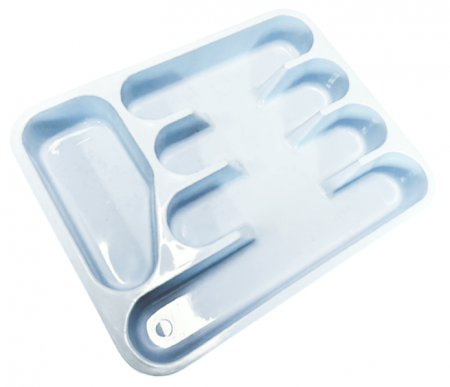 CASA SI GRADINA - Suport tacamuri din plastic cu 5 compartimente, albastru deschis, 32.5 x 25.5 x 4 cm