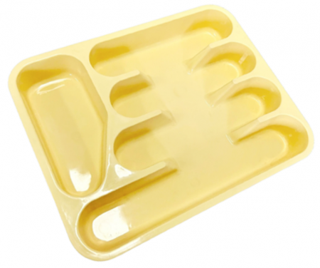 CASA SI GRADINA - Suport tacamuri din plastic cu 5 compartimente, galben, 32.5 x 25.5 x 4 cm