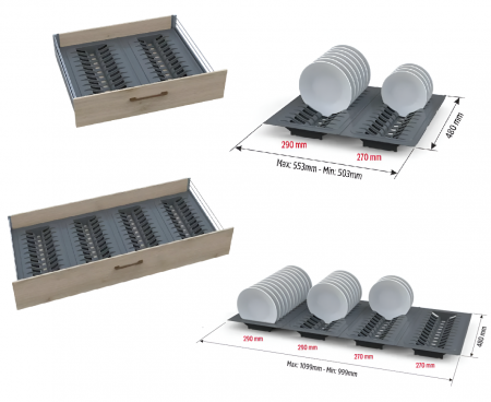 Suport modular organizare vase, antracit, 290x480x45 mm [3]
