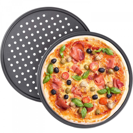 Tava rotunda pentru copt pizza, gri [1]
