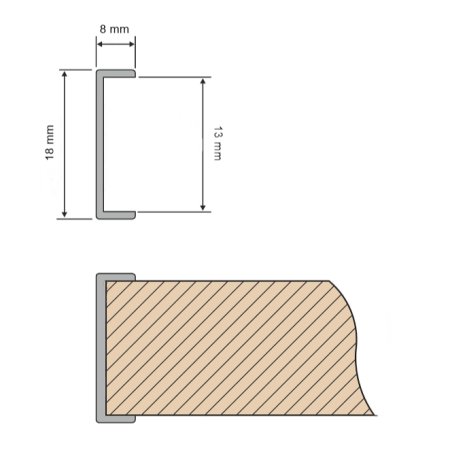 Terminatie plinta de 13 mm pentru mobilier de bucatarie, finisaj aluminiu periat, H:150 mm [1]