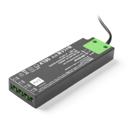 Transformator Easy Click GTV pentru bandă LED, 20W, 24V, IP20, 4 ieșiri Mini AMP, cablu 1,5 m [3]