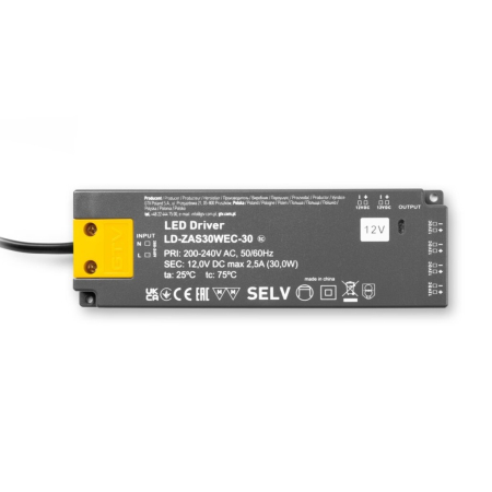 Transformator Easy Click GTV pentru bandă LED, 30W, 12V, IP20, 6 ieșiri Mini AMP, cablu 1,5 m [1]