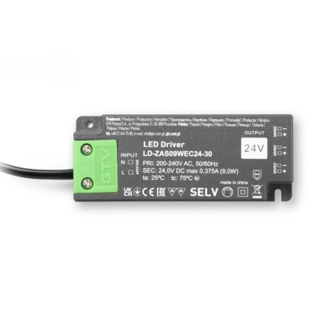 Transformator Easy Click GTV pentru bandă LED, 9W, 24V, IP20, 3 ieșiri Mini AMP, cablu 1,5 m [1]