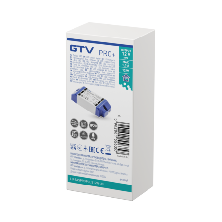Transformator PRO+ GTV pentru bandă LED, 12W, 12V [1]