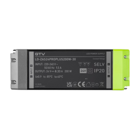 Transformator Pro+ GTV pentru bandă LED, 200W, 24V, IP20 [1]