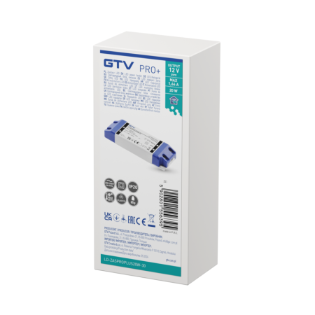 Transformator PRO+ GTV pentru bandă LED, 20W, 12V [1]