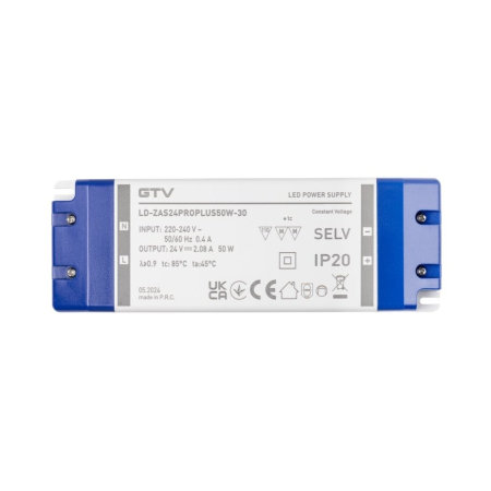 Transformator Pro+ GTV pentru bandă LED, 50W, 24V, IP20 [1]